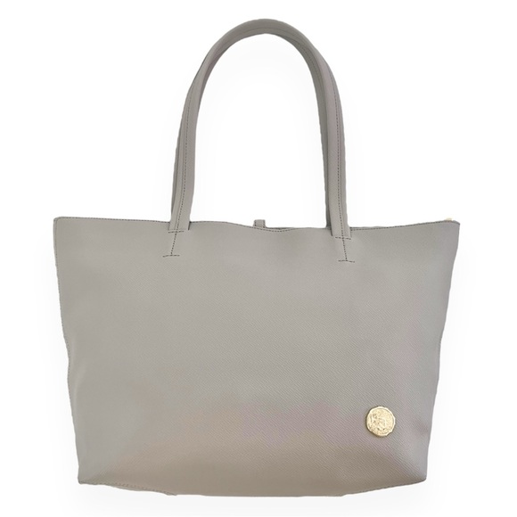 VINCE CAMUTO Leila Gray Driftwood Saffiano Leather Tote Bag - Picture 10 of 14